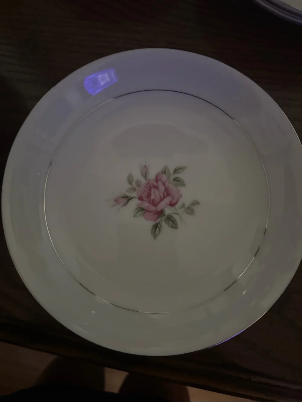 Classic Rose Porcelain Dinner Plate in Pink and White